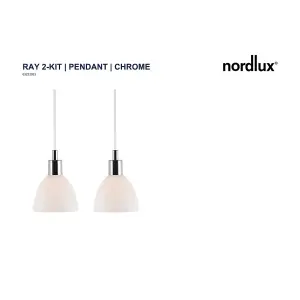 Nordlux Ray 2-Kit Indoor Dining Living Kitchen Hallway Pendant In Chrome (Diam) 12cm