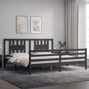 Berkfield Bed Frame with Headboard Grey 200x200 cm Solid Wood