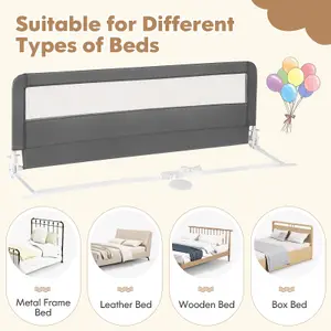 COSTWAY Bed Rail Guard for Toddlers 150CM Foldable Baby Bed Rail w/ Safety Strap