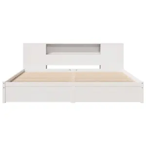 Berkfield Bookcase Bed without Mattress White 200x200cm Solid Wood Pine