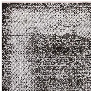 Silver Black Abstract Bordered Modern Rug Easy to clean Living Room and Bedroom-120cm X 170cm