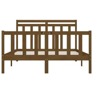 Berkfield Bed Frame Honey Brown Solid Wood Pine 150x200 cm 5FT King Size