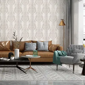 Seville Damask Textured Vinyl Wallpaper Gold Limetree LT7707