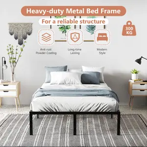 COSTWAY King/Double Size Metal Platform Bed Frame Noise-free Mattress Foundation