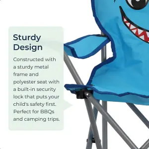 Kids Folding Deck Chair Blue Shark Animal Design Garden Camping Outdoors