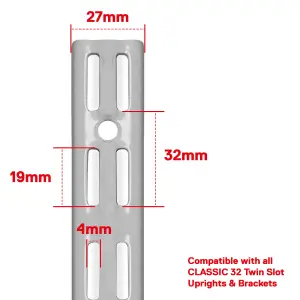 RBUK Twin Slot Brackets 220mm Silver, Pack of 10