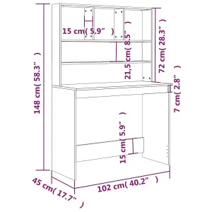 Berkfield Desk with Shelves Brown Oak 102x45x148 cm Engineered Wood