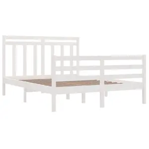 Berkfield Bed Frame White Solid Wood 135x190 cm 4FT6 Double