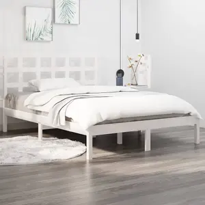 Berkfield Bed Frame White Solid Wood 120x200 cm