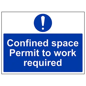 Confined Space Permit To Work Sign - Rigid Plastic - 400x300mm (x3)