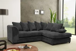 Chicago Jumbo Cord Right Hand Facing Corner Sofa Black