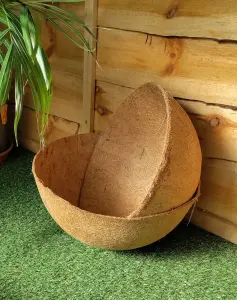 2 x Natural Coco Hanging Basket Liner Cupped Shaped Coco Liner for a 14 Inch Hanging Basket