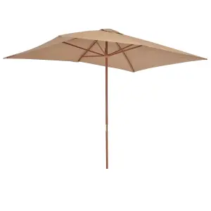 Berkfield Outdoor Parasol with Wooden Pole 200x300 cm Taupe