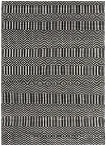 Modern Rug, Handmade Wool Rug for Bedroom, Geometric Rug, 4mm Thickness Black/White Dining Room Rug-66cm X 200cm (Runner)