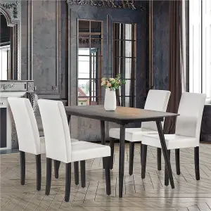 Yaheetech 4PCS White Dining Chair High Back Padded with Rubber Wood Legs