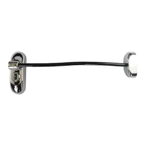 UAP Window Restrictor with Key - Window Safety Locks - 20cm Cable - All Types of Windows - 4 Locks - Chrome - Black Cable