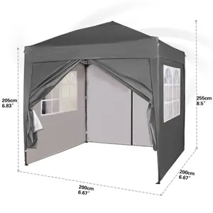 MCC Direct 2X2 Pop up Grey Gazebo with Sides