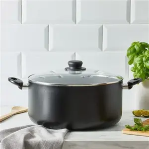 Dunelm Essentials Non-Stick Aluminium Stock Pot, 32Cm, Black