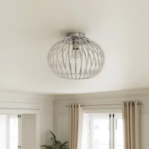 GoodHome Round Metal & plastic Chrome effect LED Ceiling light