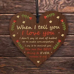 Red Ocean I Love You Plaque Anniversary Wood Heart Boyfriend Girlfriend Husband Wife Gift Keepsake Gift For Mum Dad