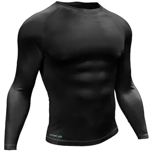 L - BLACK Adult Long Sleeve Baselayer Compression Shirt Unisex Training Gym Top