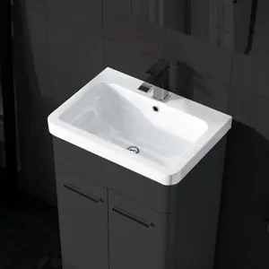 Nes Home 500mm White Ceramic Mid-Edge Basin comes with Single Tap Hole and Overflow