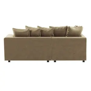 Brooklyn Plush Velvet 3 to 4 Seater L Shaped Corner Sofa Foam Beige Left Hand Facing