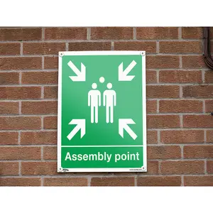 1x Rigid Plastic Assembly Point Health & Safety Sign 250x300mm