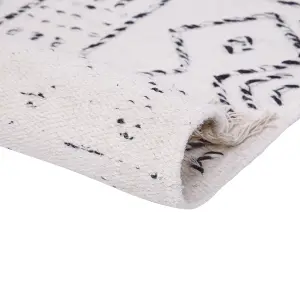 Wool Area Rug 140 x 200 cm White and Black ALKENT