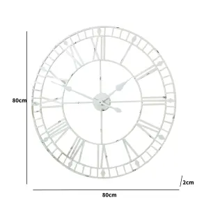 Melody Maison Large White Skeleton Wall Clock 80cm x 80cm