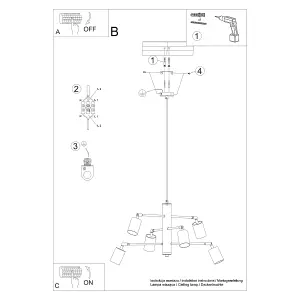 Lemmi Steel Black 4 Lights Modern Ceiling Light