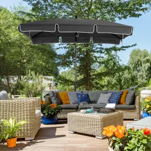 Outsunny Aluminium Sun Umbrella Parasol Patio Rectangular Tilt 2M x 1.3M Grey