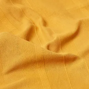 Homescapes Cotton Rajput Ribbed Mustard Throw, 150 x 200cm