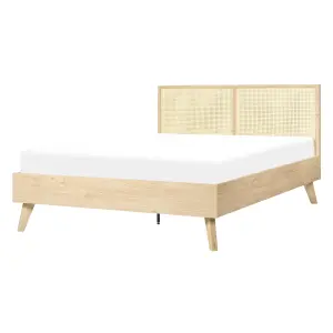 Rattan EU Double Bed Light Wood MONPAZIER