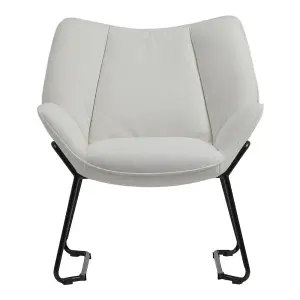 Linen Armchair with Metal Legs and Backrest for Bedroom Office Beige