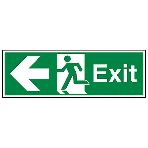 Fire Exit Arrow Left Safety Sign - Adhesive Vinyl - 600x200mm (x3)