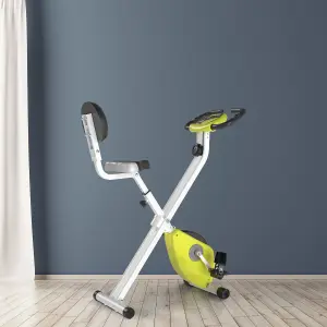 HOMCOM Magnetic Resistance Exercise Bike Foldable LCD Adjustable Seat Yellow