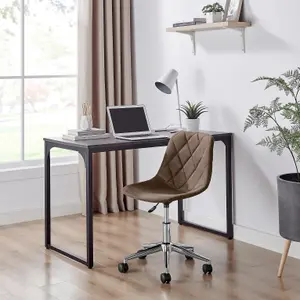 Furniturebox UK Tessa Brown Velvet and Silver Office Chair