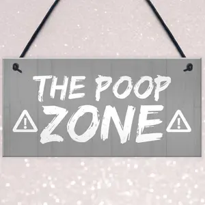 FUNNY Toilet Sign Warning POOP ZONE Bathroom Loo Plaque Shabby Chic Sign