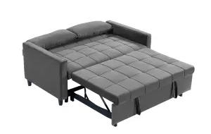 Sofa Bed Double, Convertible 3 in 1 Pull Out Velvet Sofa Bed, 2 Seater Guest Bed Settee, Max Load 300LBS - Gray