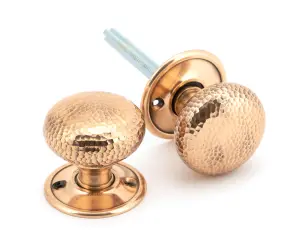 From The Anvil Polished Bronze Hammered Mushroom Mortice/Rim Knob Set