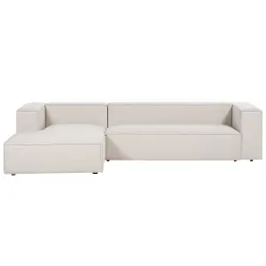 3 Seater Sofa VERNON Light Beige Fabric Right Hand