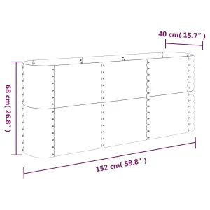 Berkfield Garden Planter Powder-coated Steel 152x40x68 cm Green