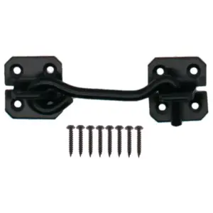 EAI Long Cabin Hook Strong Hold Back Gate or Door Hook Wire Pattern Steel - 100mm - Black