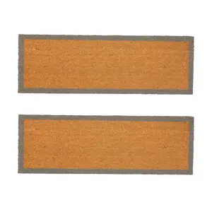 Nicola Spring - Coir Double Door Mats - 120 x 40cm - Grey Border (Set of 2)