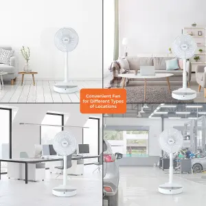 GEEPAS 10 Inch DC Folding Fan Portable Folding Desk Fan with Remote Control  12 Speed, 8 Hour Timer