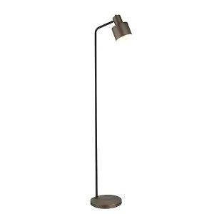 Luminosa Mayfield Floor Lamp Dark Antique Bronze Effect Plate & Textured Matt Black Paint 1 Light IP20 - E27