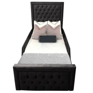 Royal Kids Bed Plush Velvet with Safety Siderails- Black