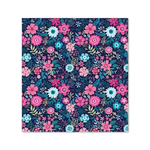 Cute Colourful Flower Pattern Premium Glass Kitchen Splashback W600mm x H650mm