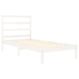 Berkfield Bed Frame White Solid Wood 90x190 cm Single